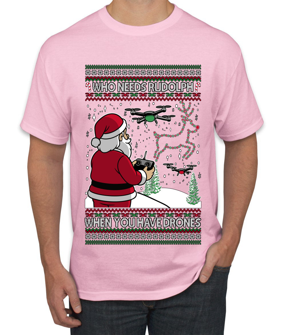 Santa Drone Show Reindeer, Ugly Christmas Sweater Unisex Men's T-Shirt