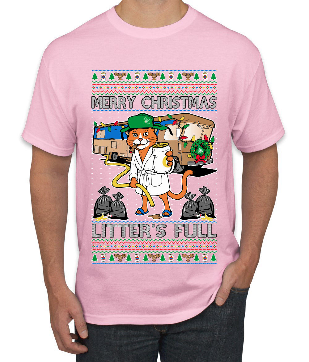 Litters Full Cat, Ugly Christmas Sweater Unisex Men's T-Shirt