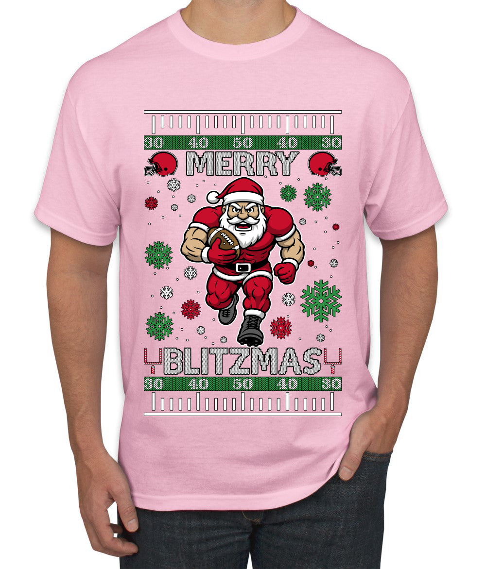 Merry Blitzmas, Football Christmas Sweater Design, Ugly Christmas Sweater Unisex Men's T-Shirt
