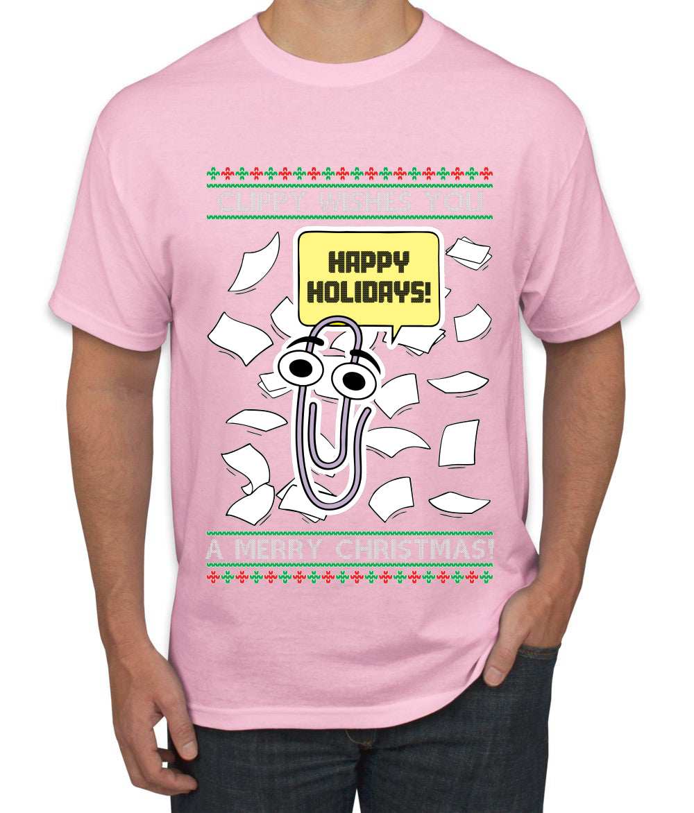 Clippy Wishes You A Merry Christmas Office Assistant, Ugly Christmas Sweater Unisex Men's T-Shirt