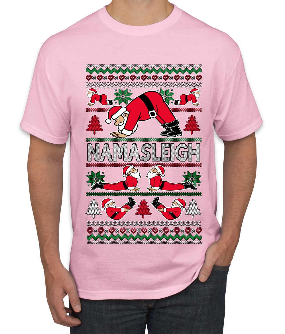 Namasleigh, Namaste Yoga Santa Claus, Ugly Christmas Sweater Unisex Men's T-Shirt