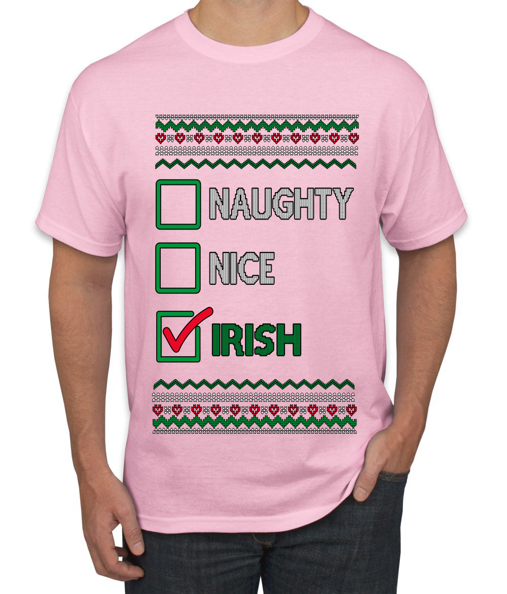 Naughty Nice, Irish, Irish Christmas, Ugly Christmas Sweater Unisex Men's T-Shirt
