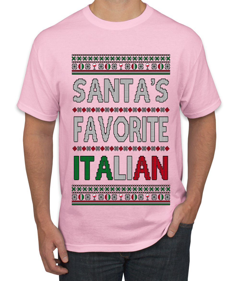 Santa's Favorite Italian, Funny Italian Christmas Sweater, Ugly Christmas Sweater Unisex Men's T-Shirt