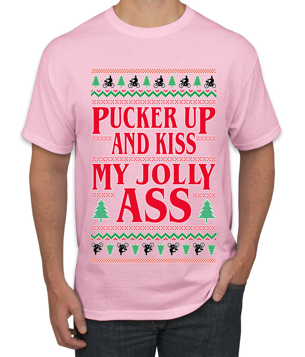 Pucker Up And Kiss My Jolly Ass, Ugly Christmas Sweater Unisex Men's T-Shirt