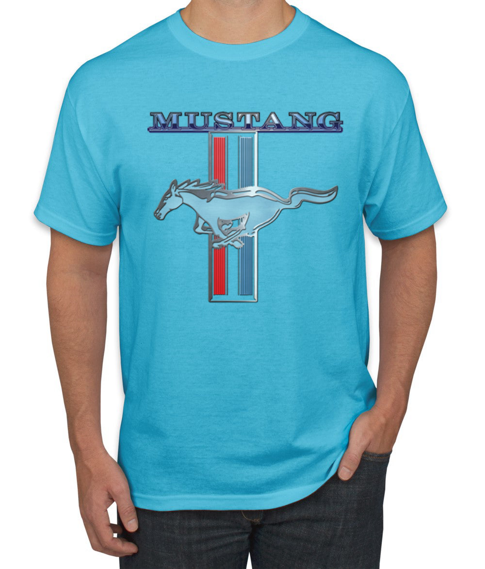 Ford Mustang Classic Pony USA Logo Emblem Cars and Trucks Front and Back Cars and Trucks Men's T-Shirt