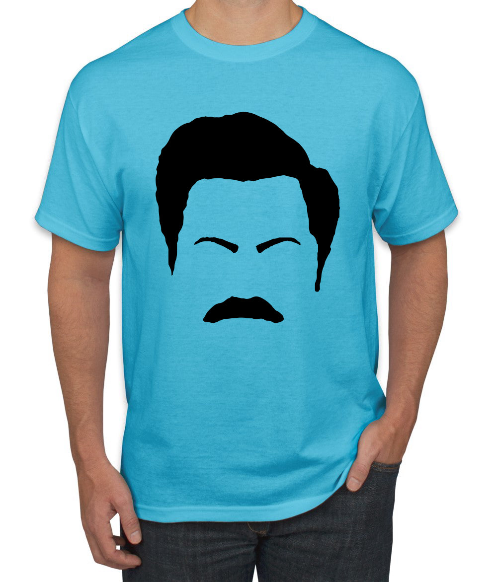 Parks and Rec Fans Ron Swanson Mustache Face Silhouette Pop Culture Men's T-Shirt