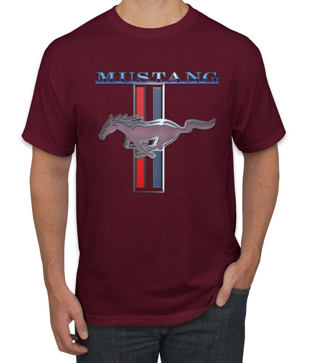Ford Mustang Classic Pony USA Logo Emblem Cars and Trucks Front and Back Cars and Trucks Men's T-Shirt