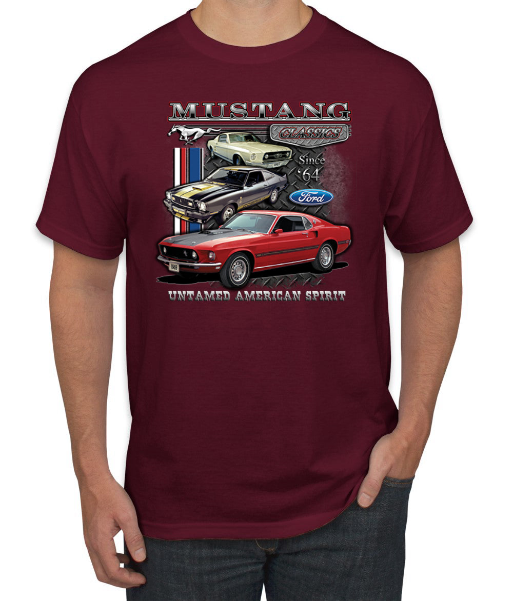 Ford Mustang Classics Untamed American Spirit Cars and Trucks Men's T-Shirt