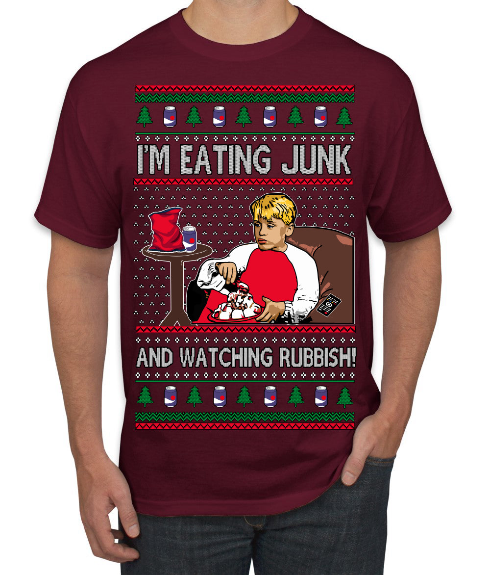 I'm Eating Junk and Watching Rubbish 90s Movie Ice Cream Ugly Christmas Sweater Men's T-Shirt