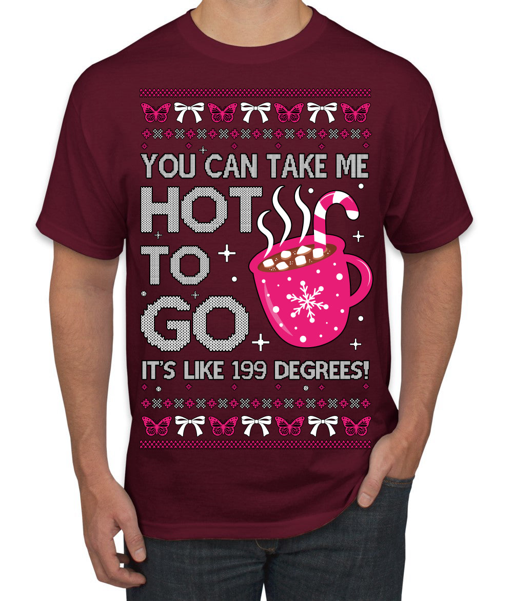 You Can Take Me Hot to Go, Hot Cocoa Viral Song Pop Music Ugly Christmas Sweater Men's T-Shirt