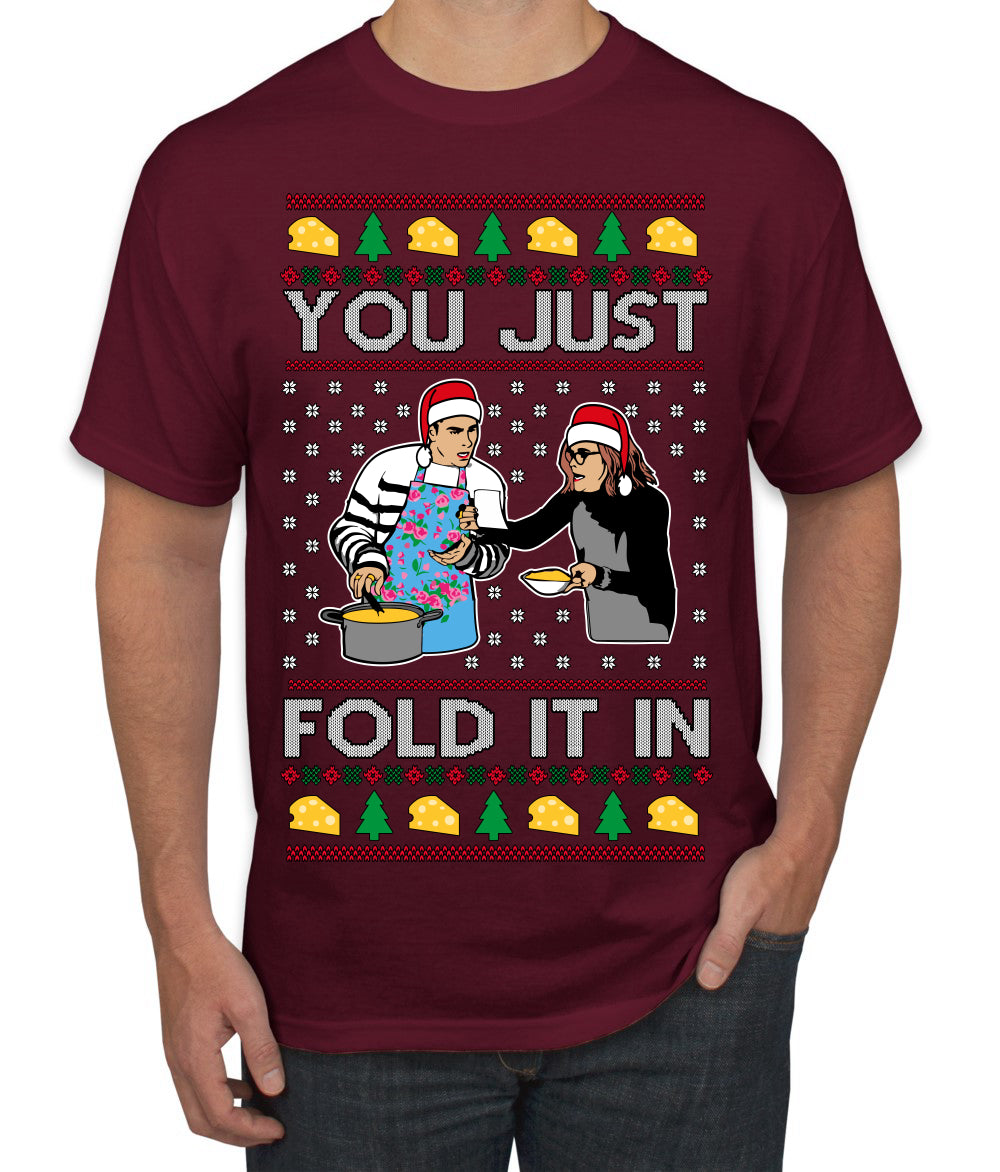You Just Fold It In Funny Enchilada Moira David TV Sitcom Ugly Christmas Sweater Men's T-Shirt