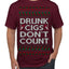 Drunk Cigs Don't Count Funny Cigarette Smoker Cig Ugly Christmas Sweater Men's T-Shirt