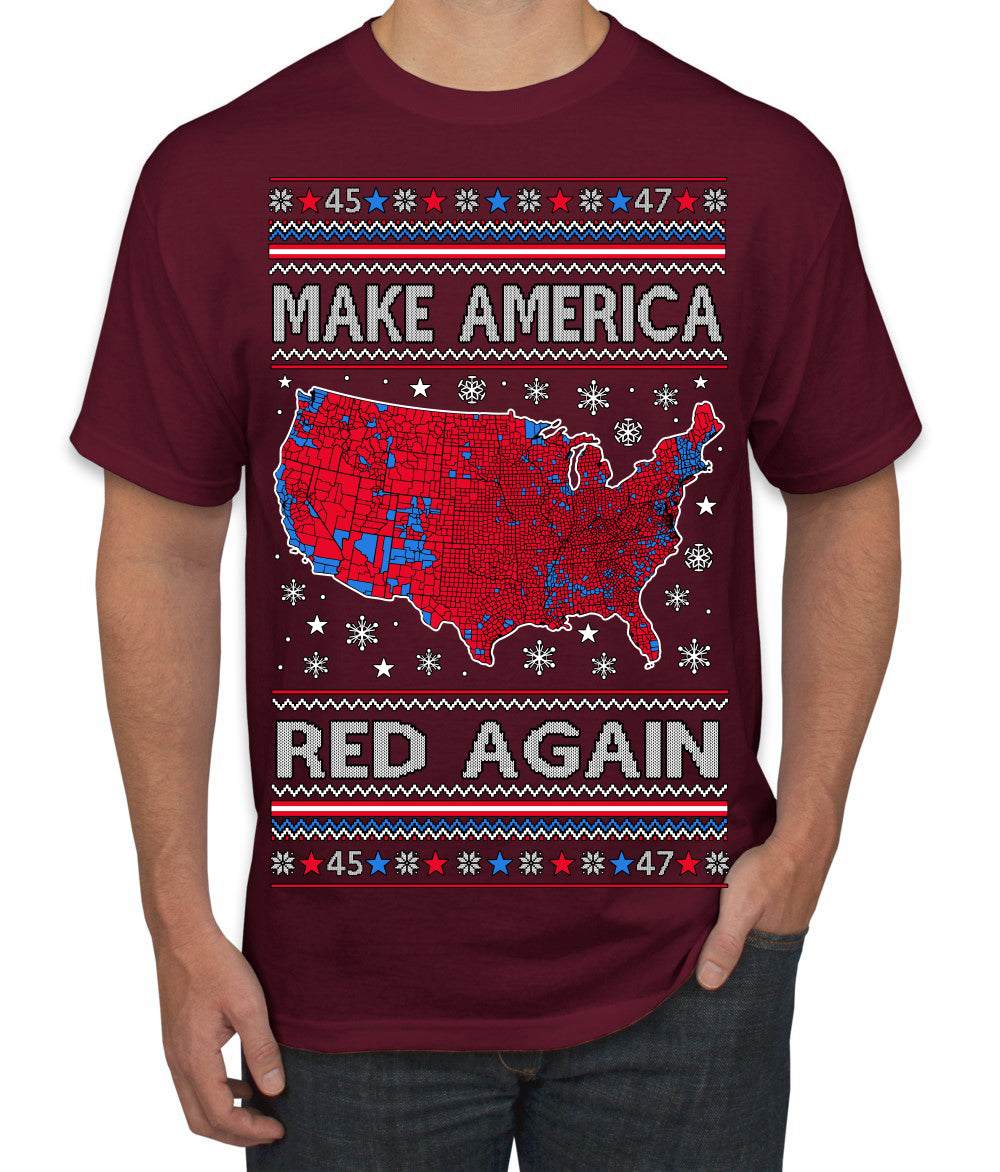 Make America Red Again USA Map Trump 2024 MAGA Ugly Christmas Sweater Men's T-Shirt