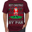 Best Christmas By Par Funny Santa Golfing Pun Sports Golf Ugly Christmas Sweater Men's T-Shirt