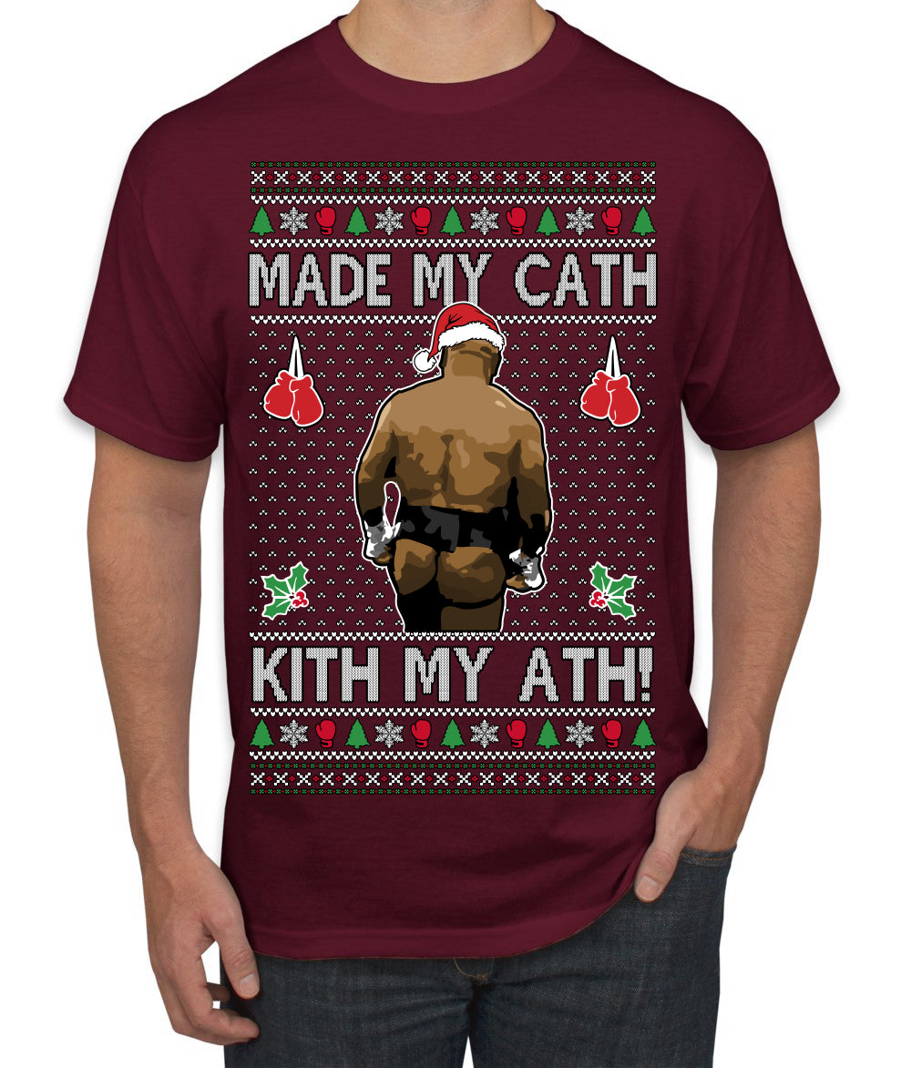 Made My Cath Kith My Ath, Funny Cash Money Viral Kiss My Ass Boxing Fight Meme, Men Women Ugly Christmas Sweater Men's T-Shirt