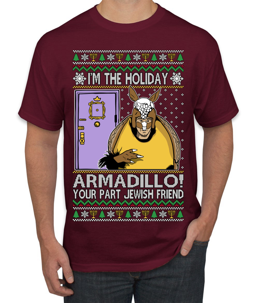 Holiday Armadillo Part Jewish TV Show Ugly Christmas Sweater Men's T-Shirt