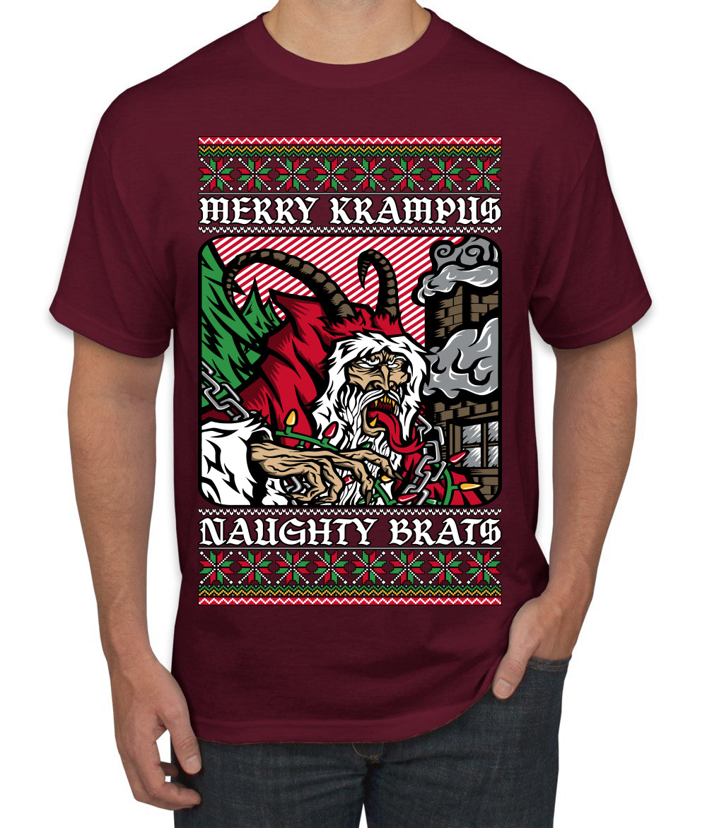 Merry Krampus Naughty Brats | Funny Ugly Christmas Sweater Men's T-Shirt