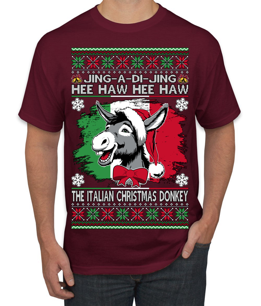 Jing a Di Jing Dominick the Italian Christmas Donkey Ugly Christmas Sweater Men's T-Shirt