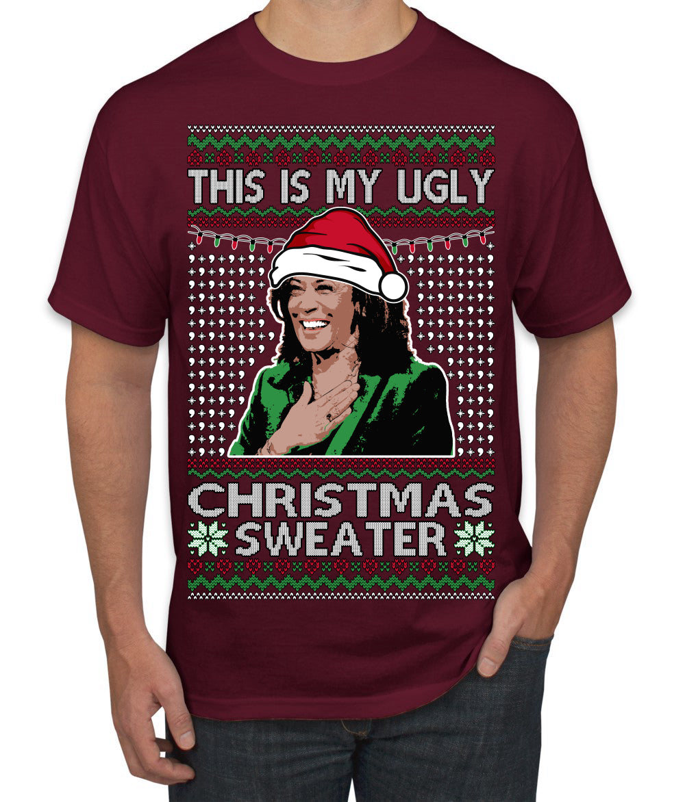 This Is My Ugly Sweater Funny Santa Kamala Harris Ugly Christmas Sweater Men's T-Shirt