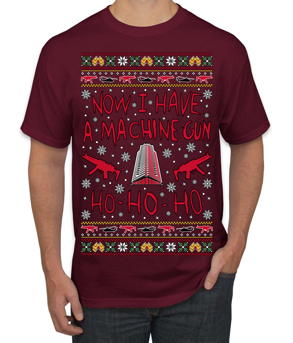 Now I Have a Machine Gun Ho Ho Ho Nakatomi Die Hard McClane Classic 80s Xmas Movie Ugly Christmas Sweater Men's T-Shirt