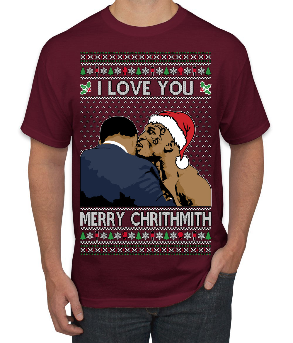 I Love You Merry Chrithmith Funny Boxing Fight Meme Classic Funny Xmas Ugly Christmas Sweater Men's T-Shirt
