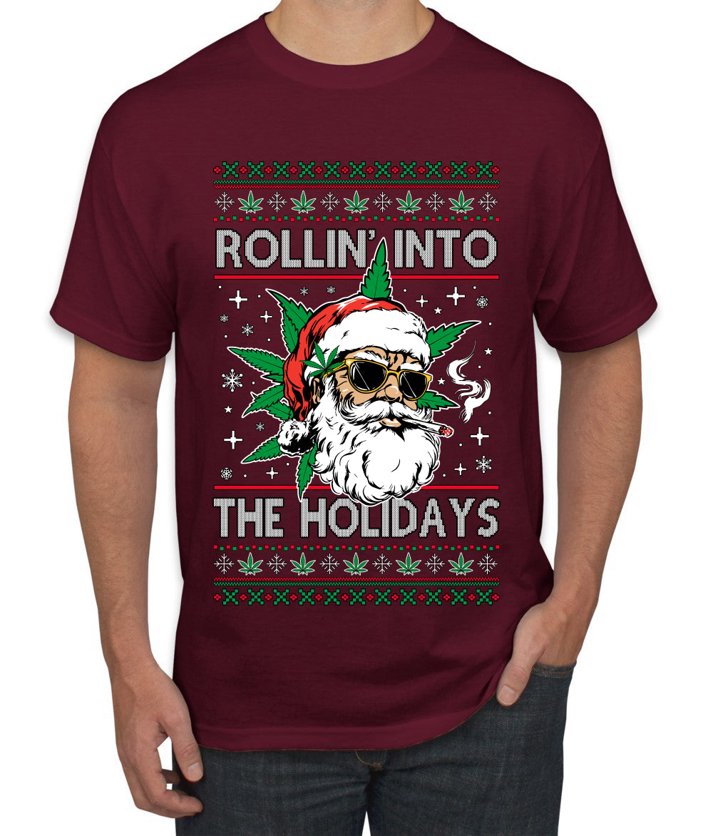 Rollin' Into The Holidays Christmas Sweater, Ugly Christmas Sweater Men's T-Shirt