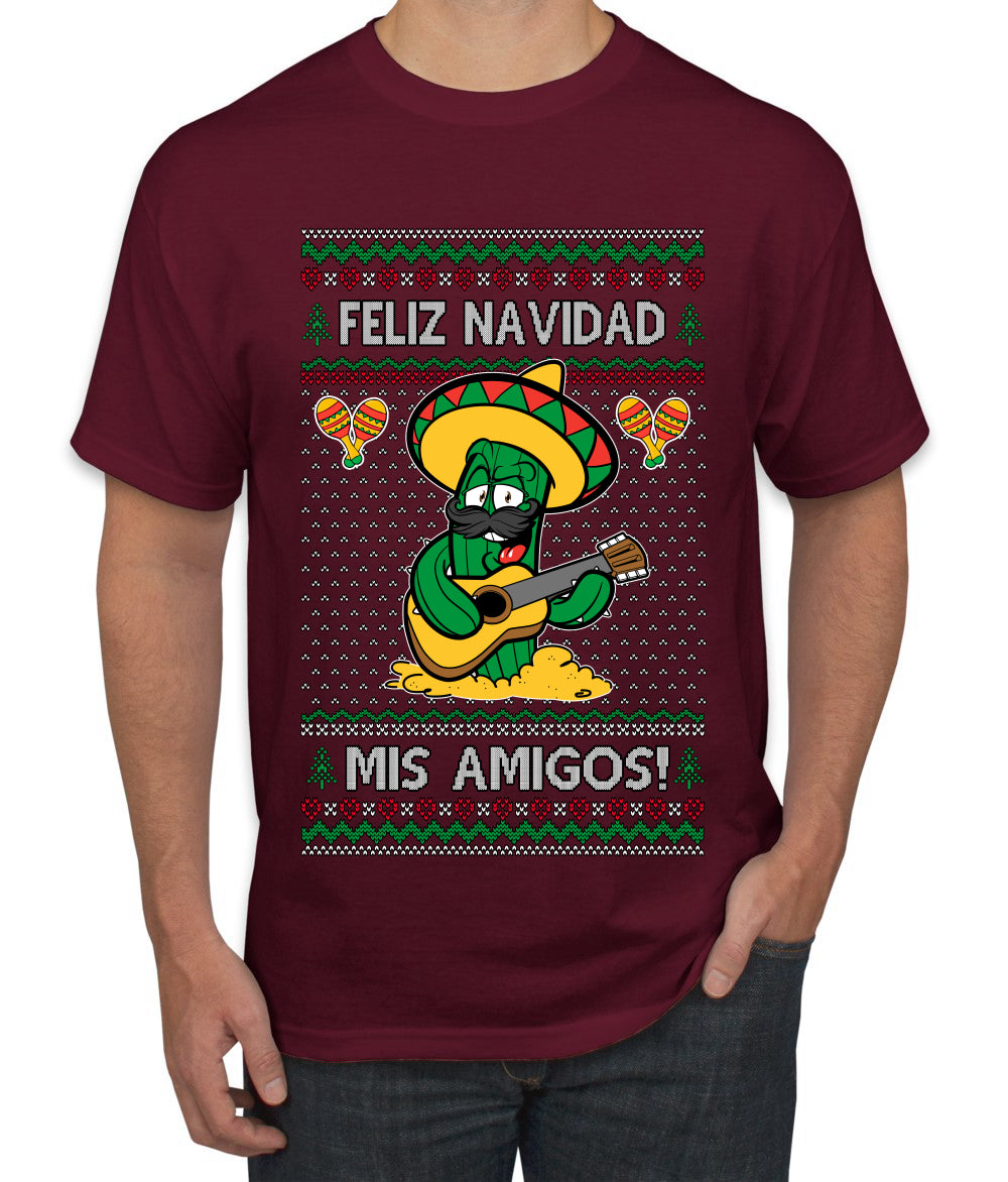 Feliz Navidad Mis Amigos!, Ugly Christmas Sweater Men's T-Shirt