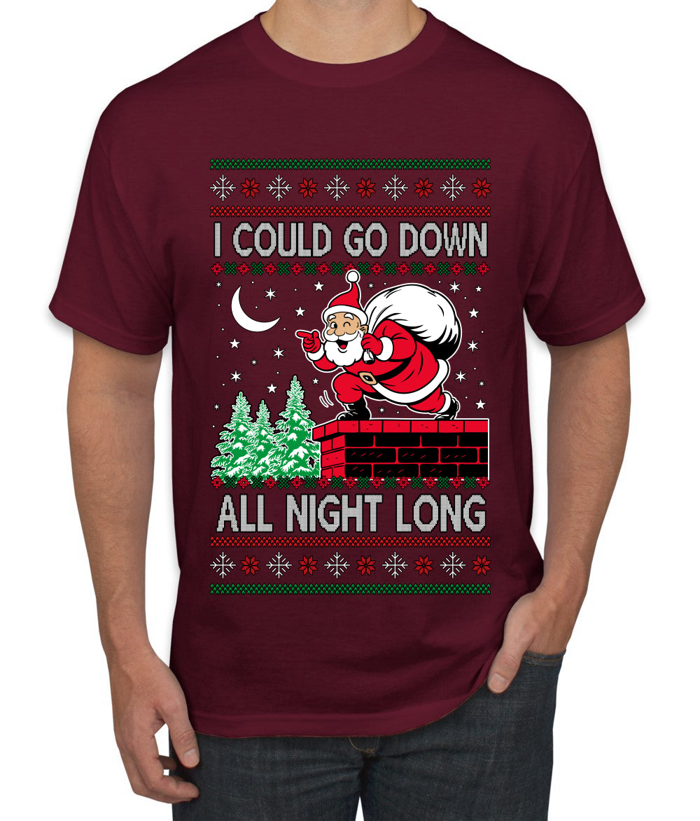 I Could Go Down All Night Long, Ugly Christmas Sweater Men's T-Shirt