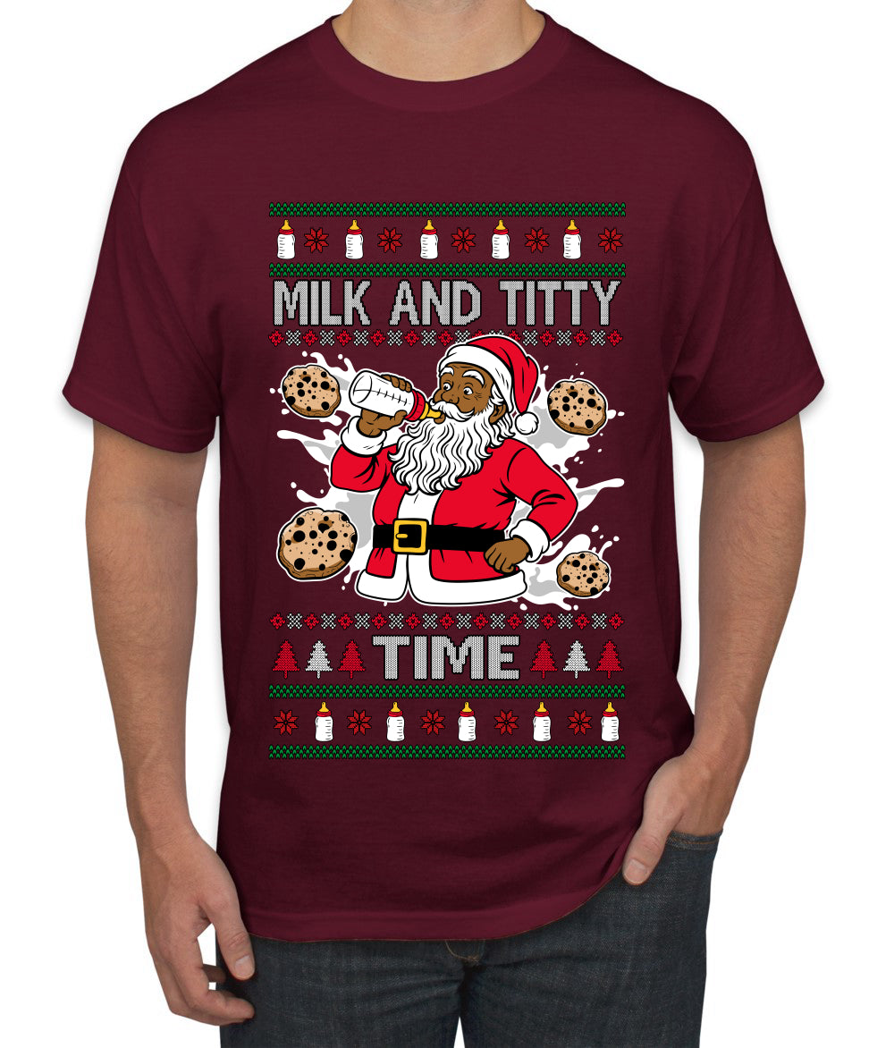 Milk And Titty Time Christmas Sweater, Ugly Christmas Sweater Men's T-Shirt