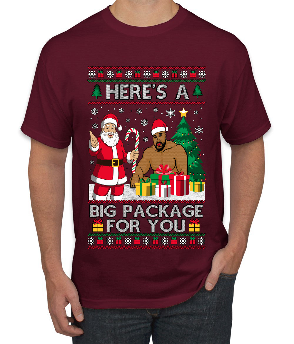 Here's A Big Package For You Santa Christmas Sweater, Ugly Christmas Sweater Men's T-Shirt