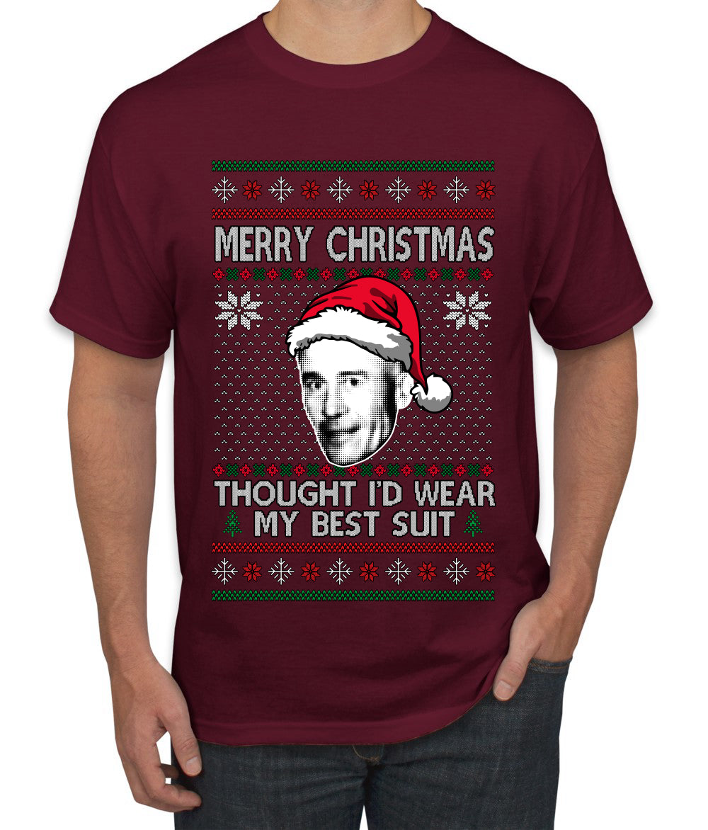 Thought I'd Wear My Best Suit Ed Gein, Ugly Christmas Sweater Men's T-Shirt