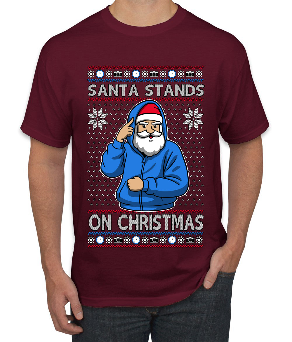 Santa Stands On Christmas, Ugly Christmas Sweater Men's T-Shirt