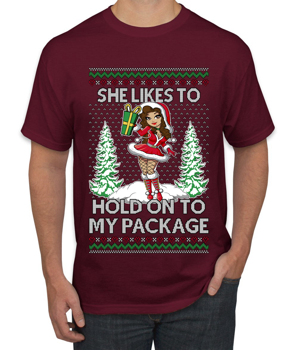 Hold My Package, Ugly Christmas Sweater Unisex Unisex Men's T-Shirt