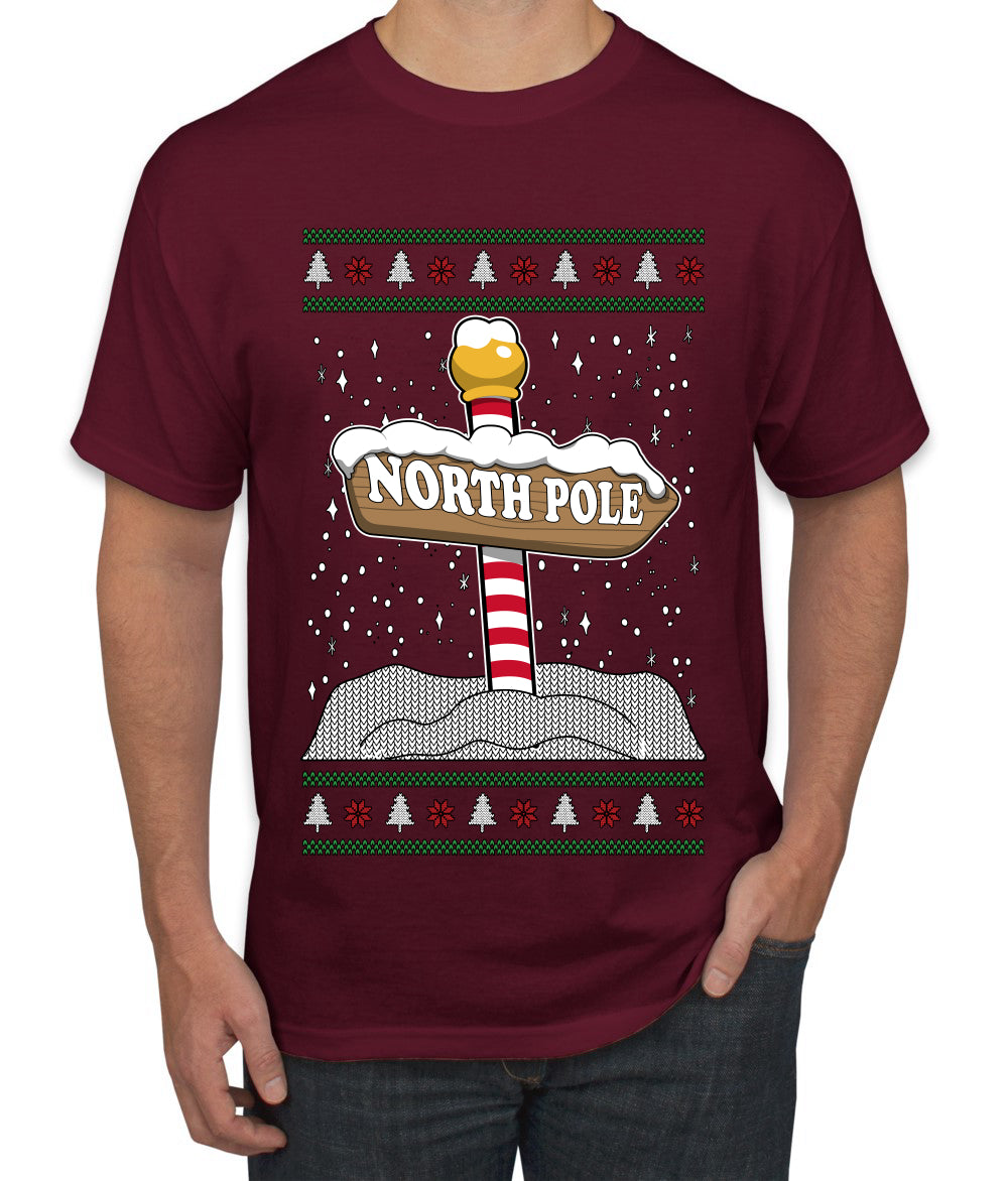 North Pole, Ugly Christmas Sweater Unisex Men's T-Shirt