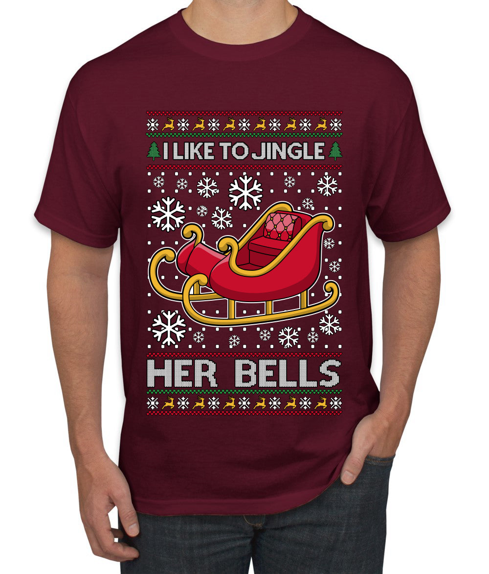 I Like To Jingle Her Bells, Ugly Christmas Sweater Unisex Men's T-Shirt