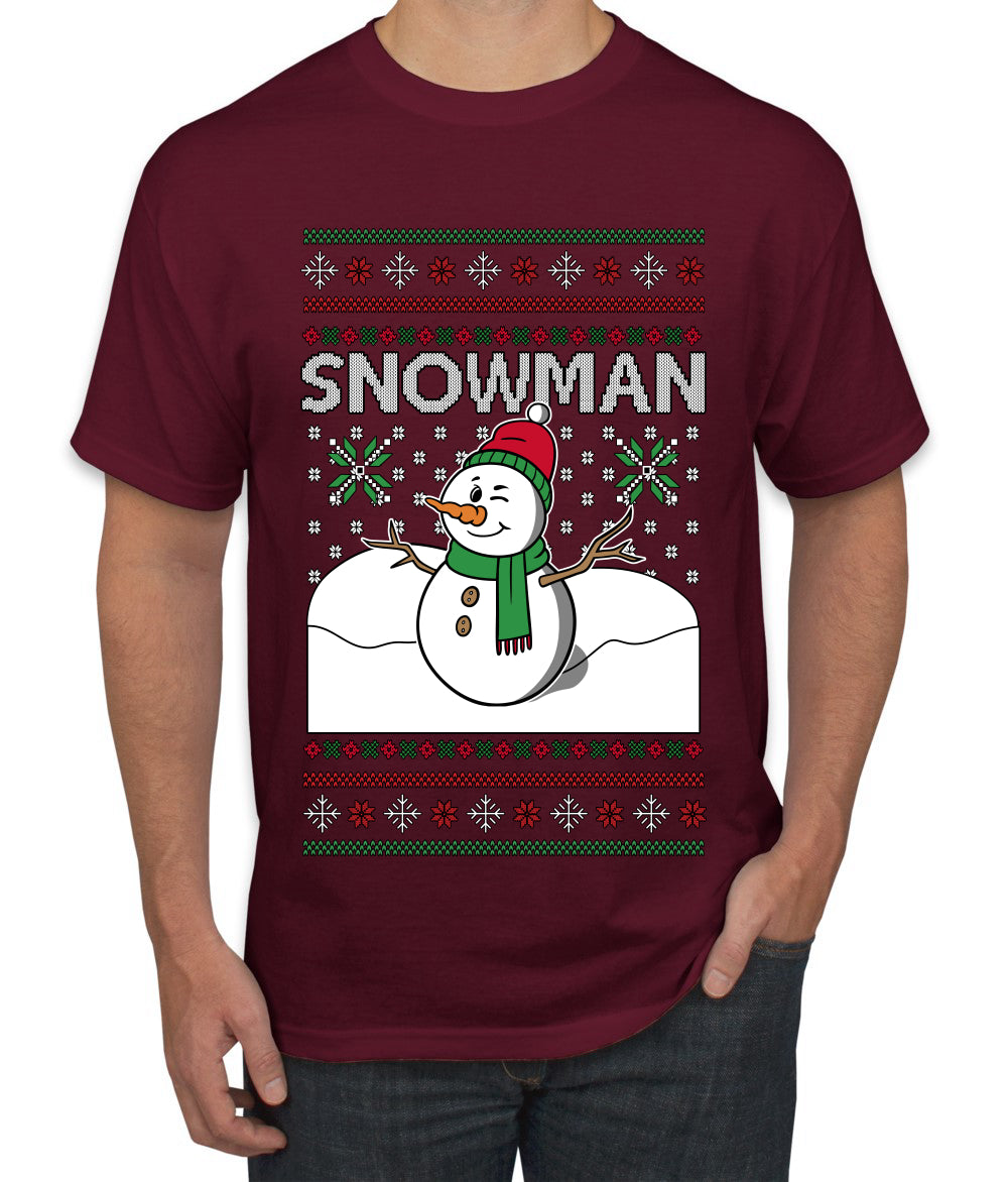 Snowman, Ugly Christmas Sweater Unisex Men's T-Shirt