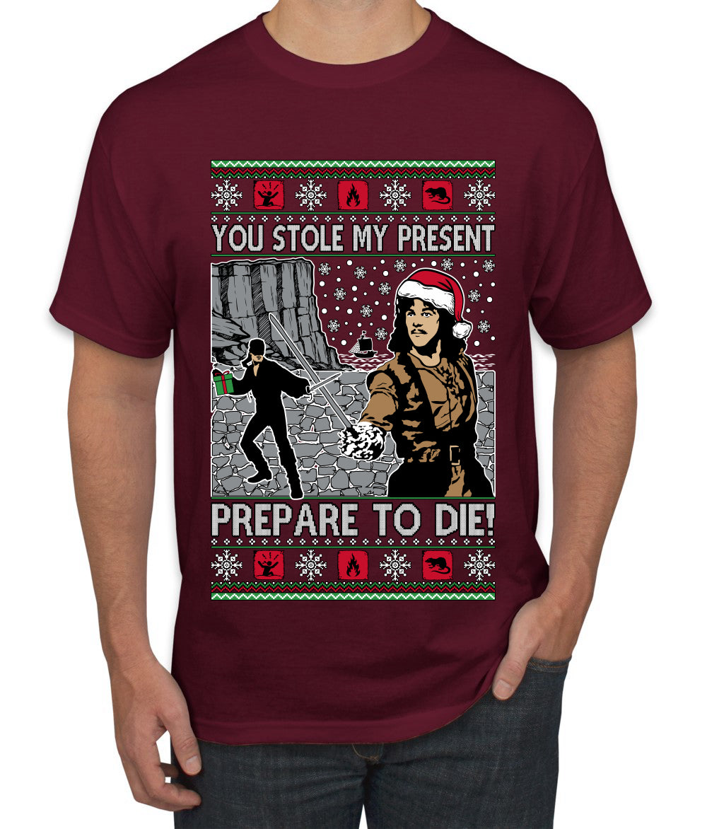 You Stole My Present Prepare To Die Cult Classic, Ugly Christmas Sweater Unisex Men's T-Shirt