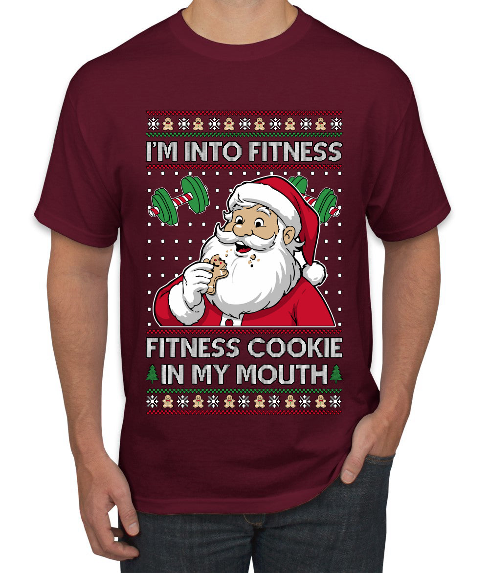 I'm Into Fitness Cookie In My Mouth Santa, Ugly Christmas Sweater Unisex Men's T-Shirt