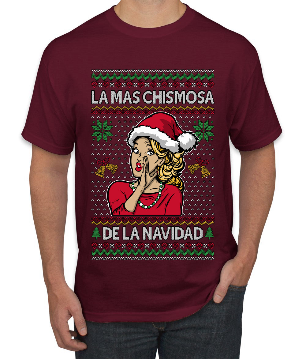 La Mas Chismosa De La Navidad, Ugly Christmas Sweater Unisex Men's T-Shirt