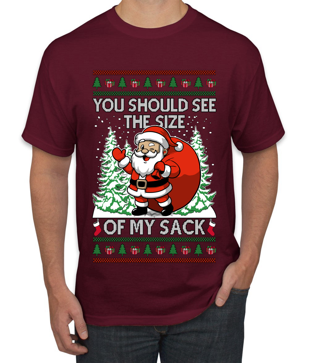 You Should See The Size Of My Sack Naughty Santa, Ugly Christmas Sweater Unisex Men's T-Shirt