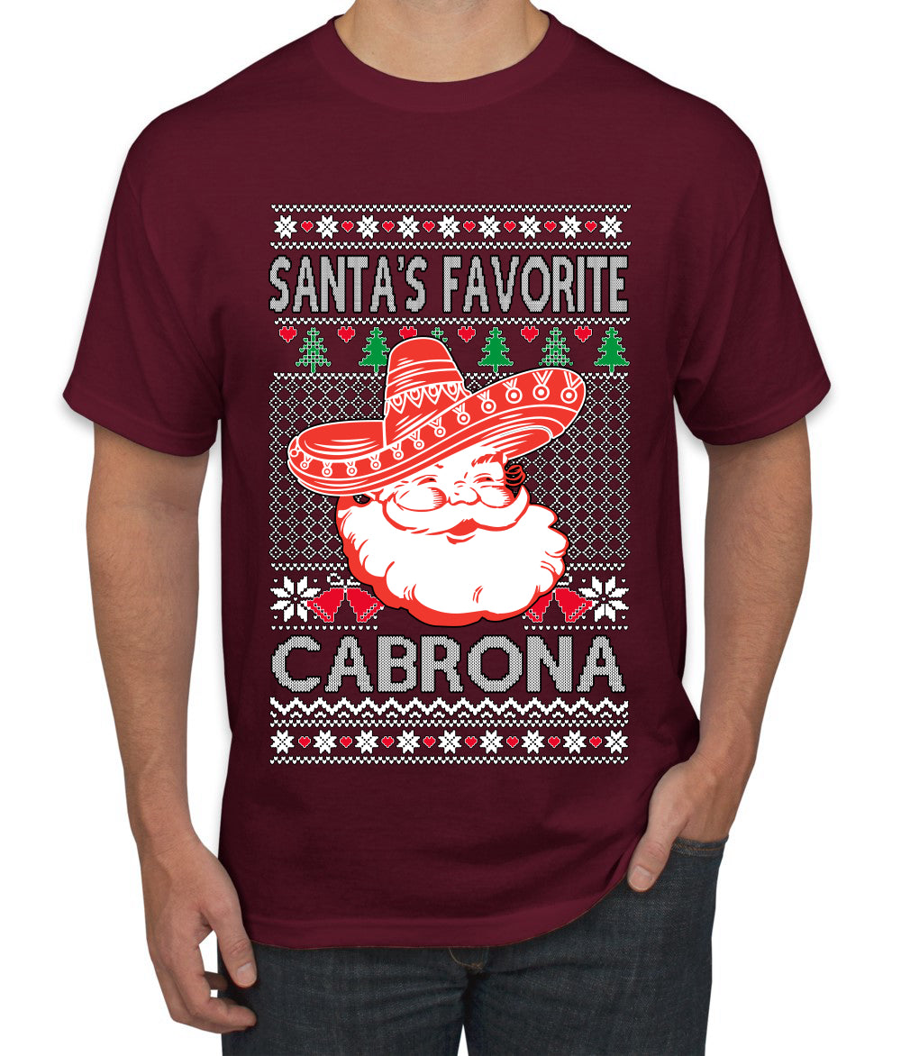 Santa's Favorite Cabrona, Ugly Christmas Sweater Unisex Men's T-Shirt