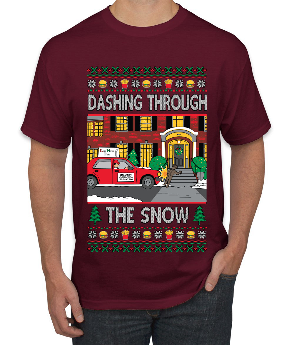Dashing Through The Snow Classic 90s Holiday Movie, Ugly Christmas Sweater Unisex Men's T-Shirt