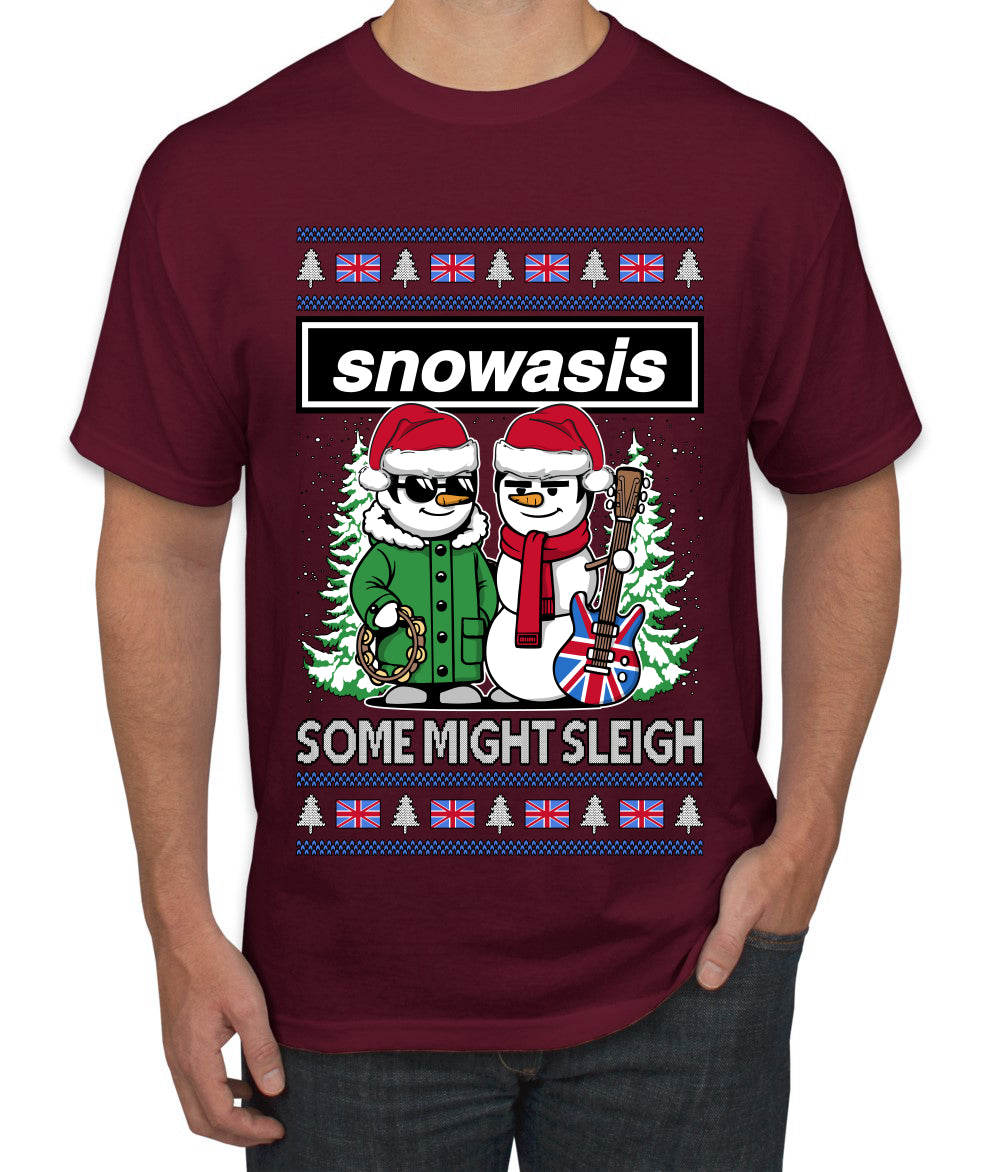 Snowasis English Rock Band Parody, Ugly Christmas Sweater Unisex Men's T-Shirt