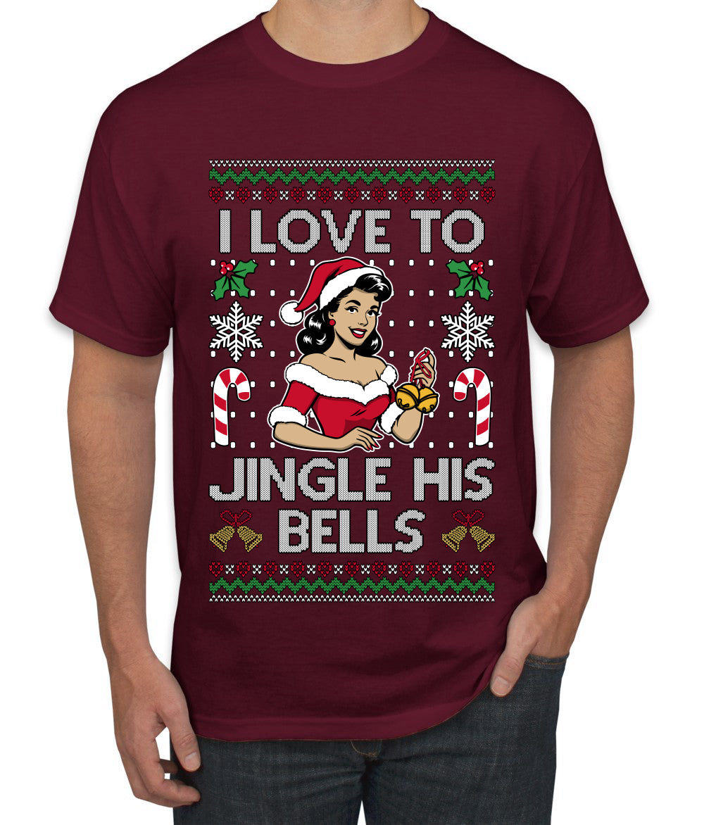 I Love To Jingle His Bells, Ugly Christmas Sweater Unisex Men's T-Shirt
