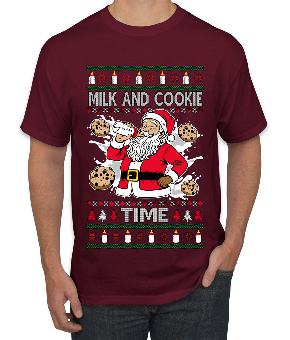 Milk And Cookie Time, Ugly Christmas Sweater Unisex Men's T-Shirt