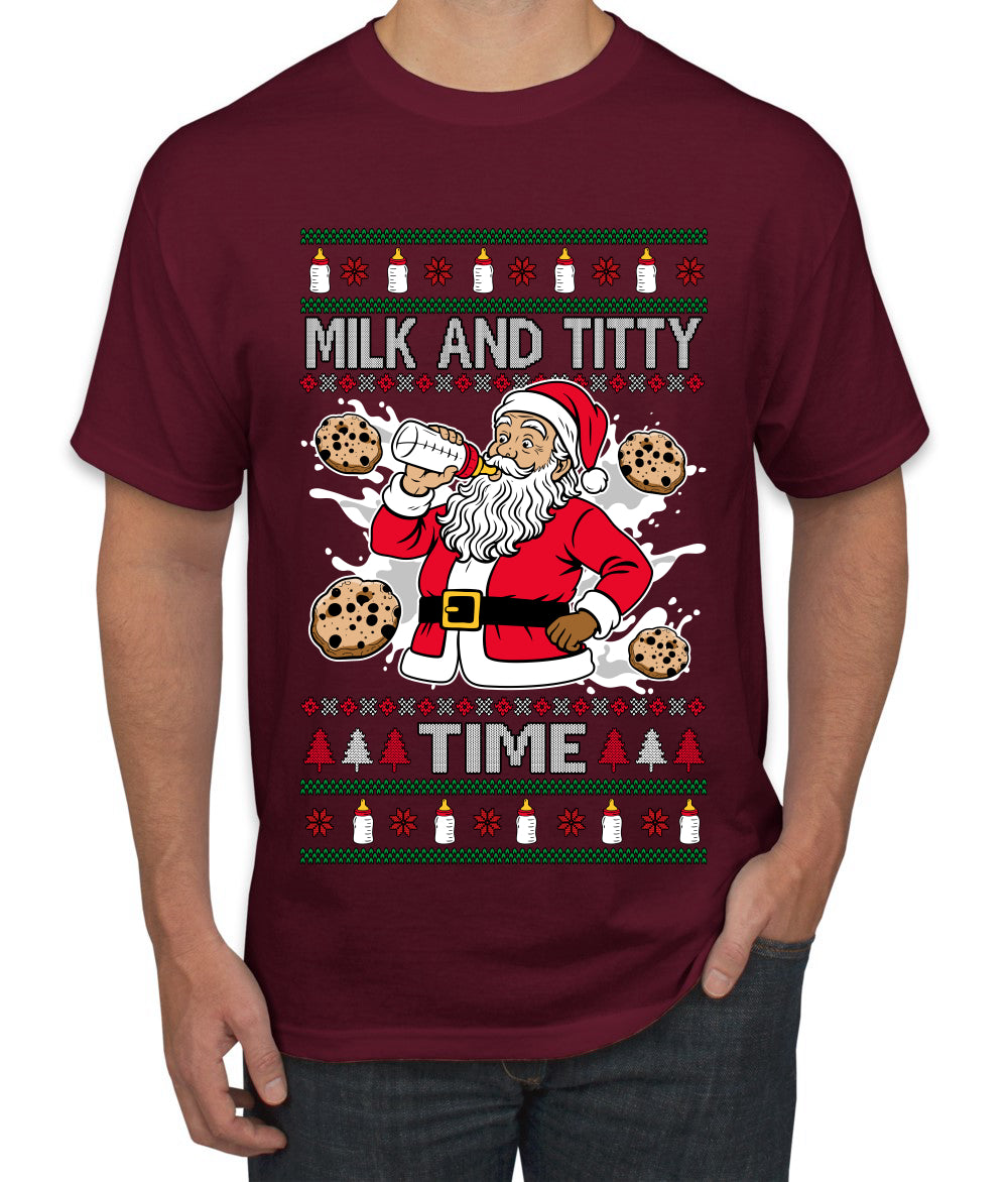 Milk And Titty Time, Ugly Christmas Sweater Unisex Men's T-Shirt