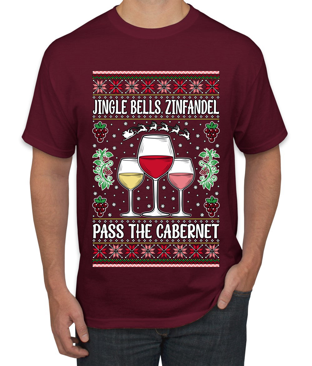 Jingle Bells, Zinfandel Pass The Cabernet Wine Drinker, Ugly Christmas Sweater Unisex Men's T-Shirt