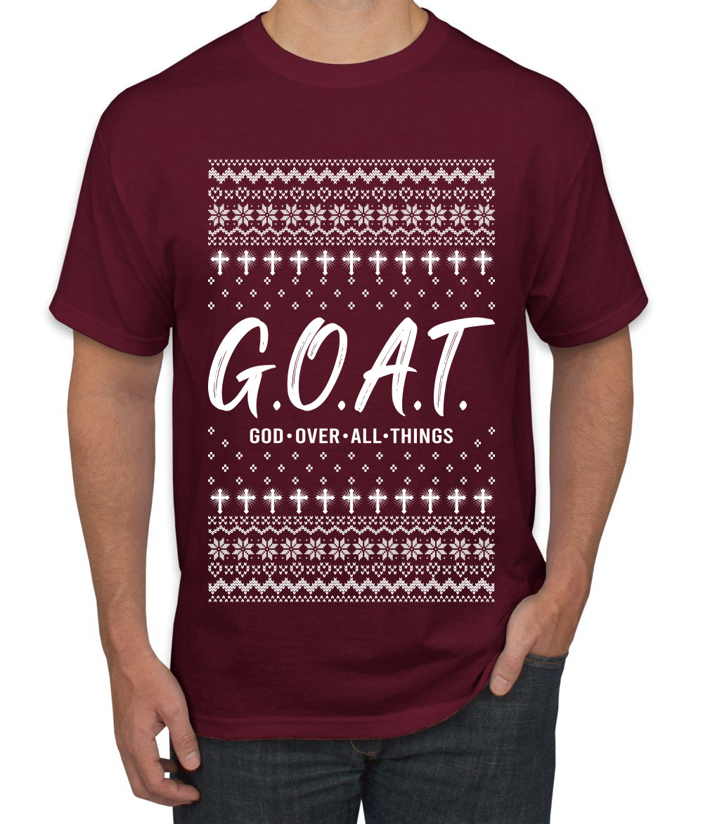 G.O.A.T. God Over All Things, Ugly Christmas Sweater Unisex Men's T-Shirt