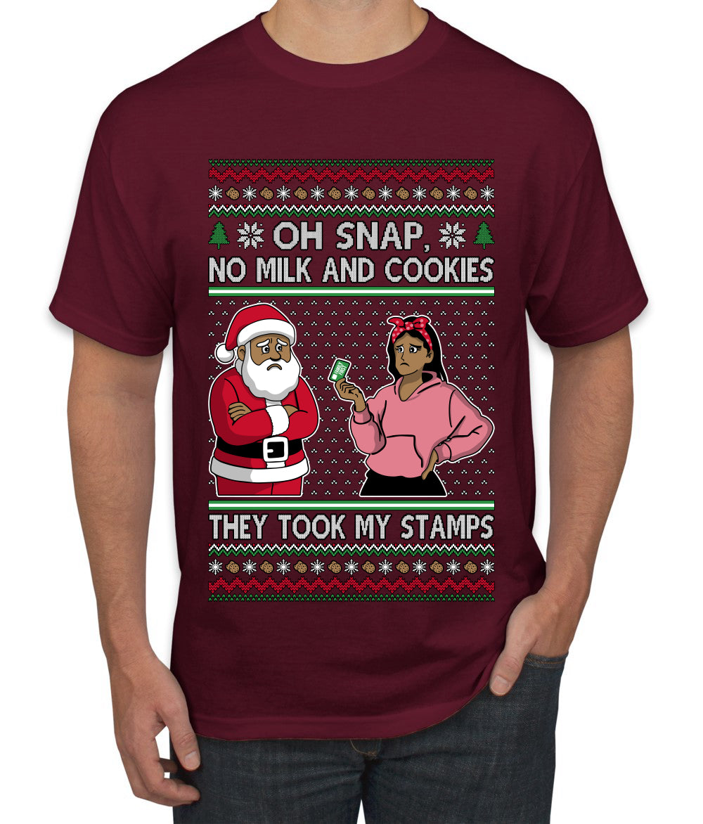 Oh Snap, No Milk And Cookies, They Took my Stamps, Ugly Christmas Sweater Unisex Men's T-Shirt