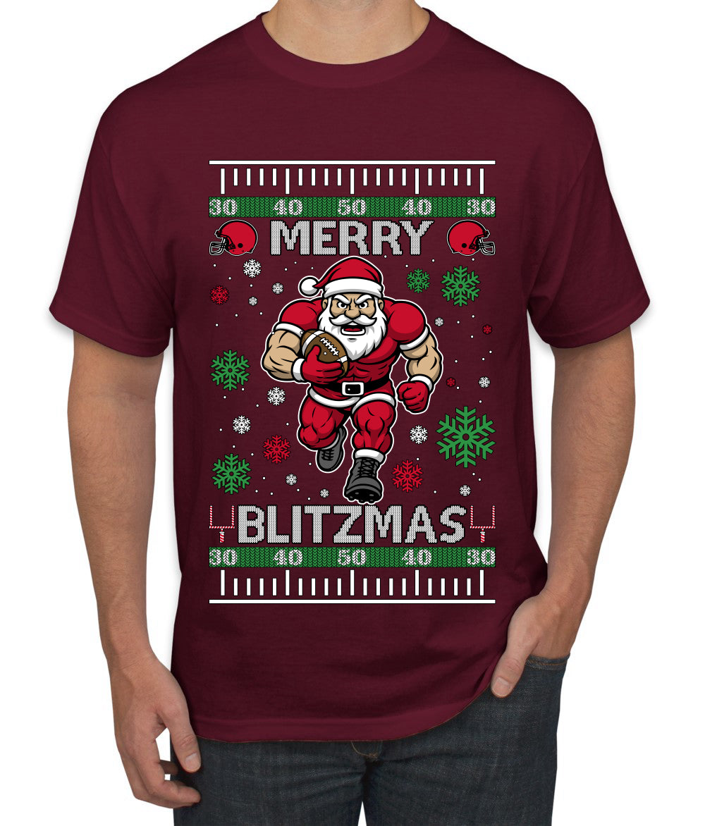 Merry Blitzmas, Football Christmas Sweater Design, Ugly Christmas Sweater Unisex Men's T-Shirt